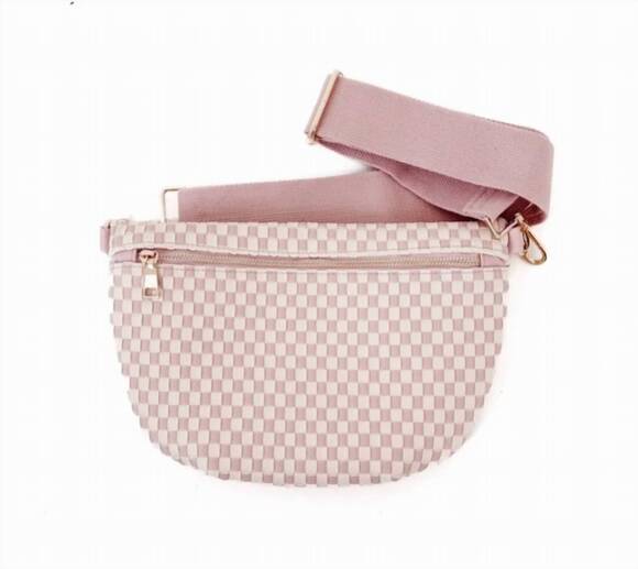 PRETTY SIMPLE Handbags - NEW PRETTY SIMPLE women's westlyn woven bum bag in checkered blush